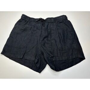 Quince Shorts Womens M Black Linen Elastic Drawstring Waist Minimal